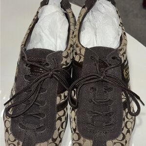Coach Beige and Black Patterned Sneakers NEW
